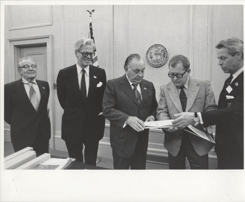Richard J. Daley with the Danish Consul General, the Mayor of Aalborg and two others