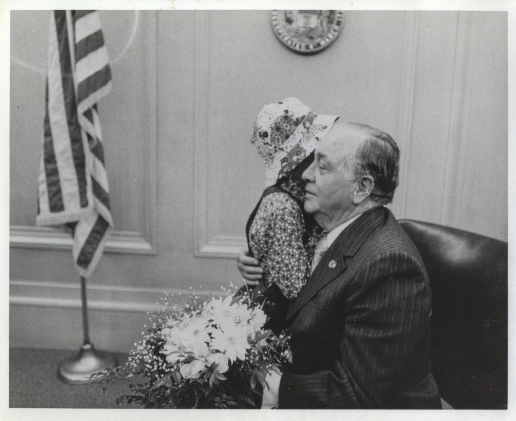 Miniature of Richard J. Daley with an American Cancer Society representative