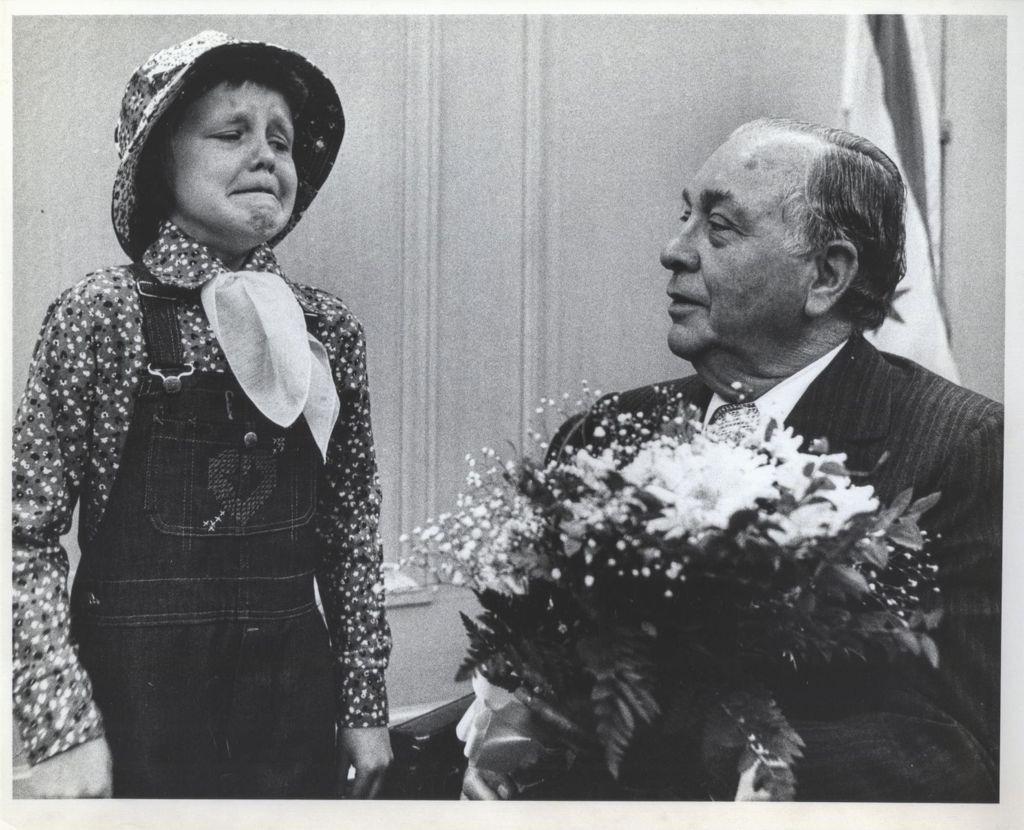 Richard J. Daley with an American Cancer Society representative