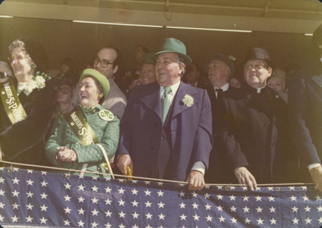 St. Patrick's Day parade reviewing stand, Eleanor and Richard J. Daley