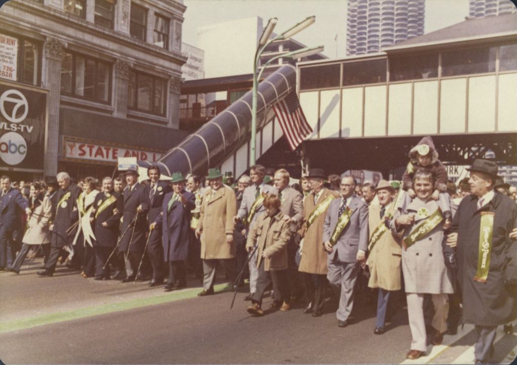Miniature of Richard J. Daley and others leading the St. Patrick's Day parade