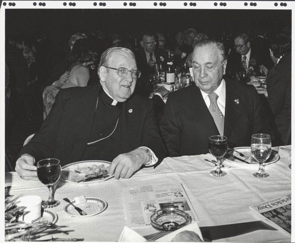 Miniature of Cardinal John Cody and Richard J. Daley at a banquet