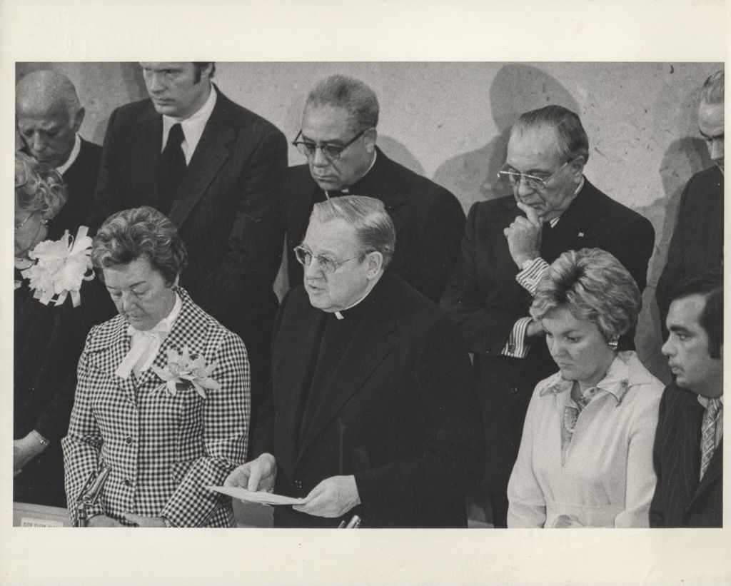 Miniature of Cardinal John Cody offers a prayer at Richard J. Daley's sixth mayoral inauguration