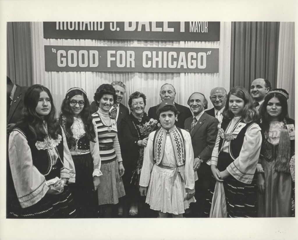 Miniature of Richard J. and Eleanor Daley with others at a United Nationalities Citizens Committee campaign event