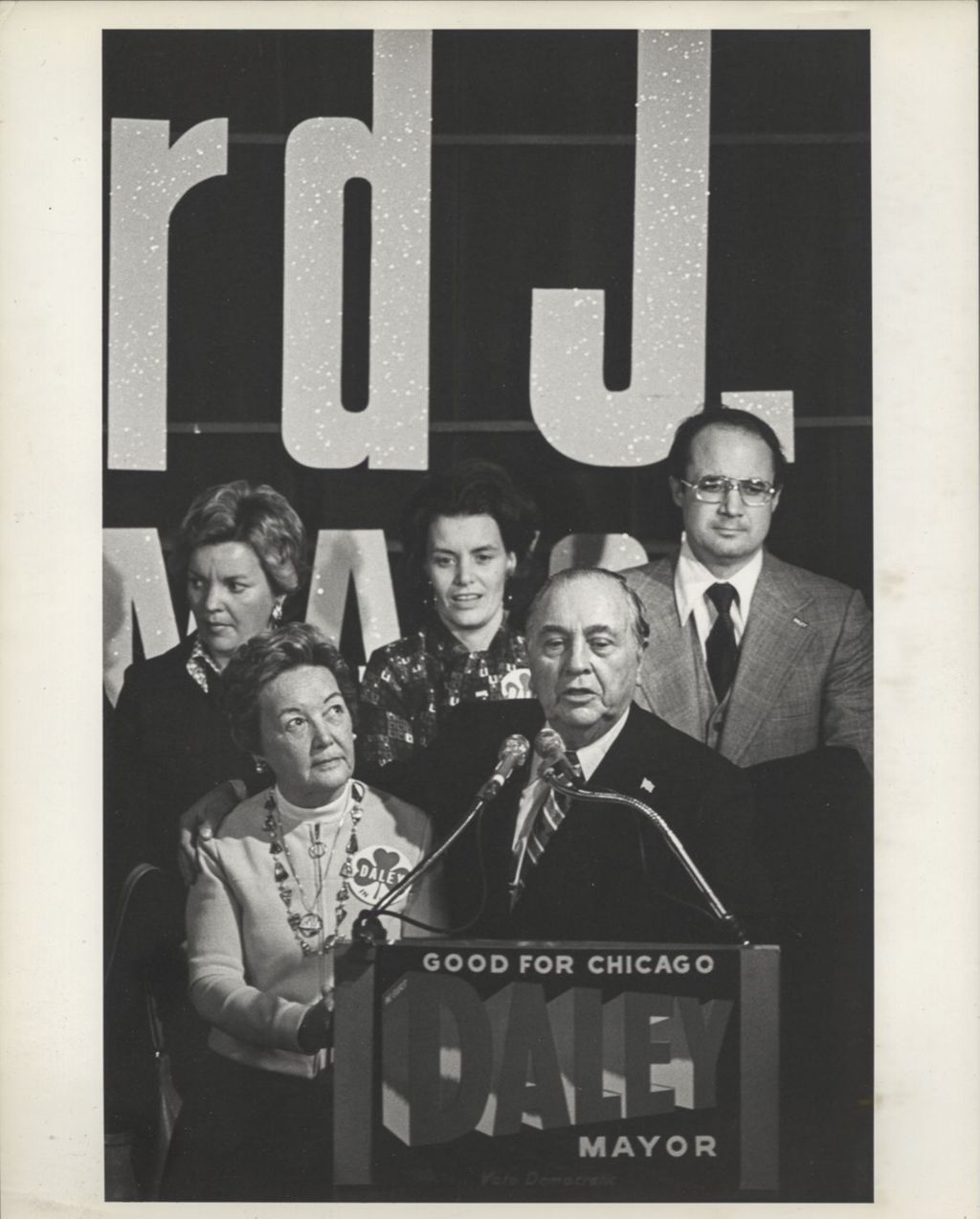 Miniature of Richard J. Daley speaking at an election event