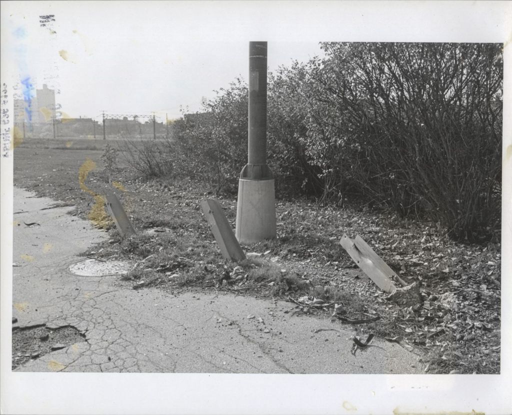 Miniature of Highway view with damaged guardrail