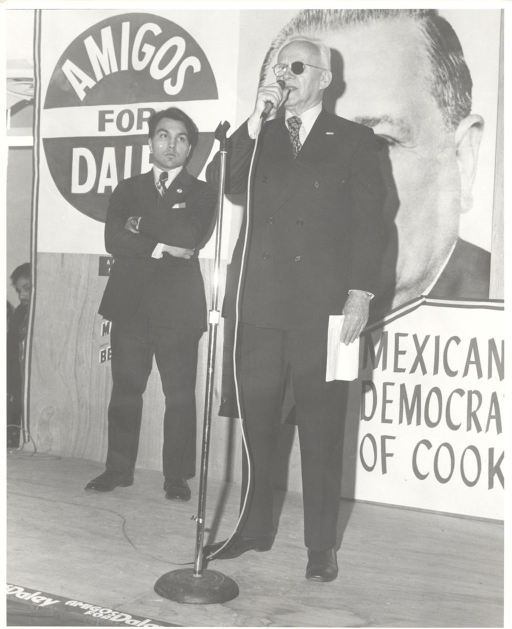 Mexican American Democratic Organization mayoral campaign event, Col. Jack Reilly speaking