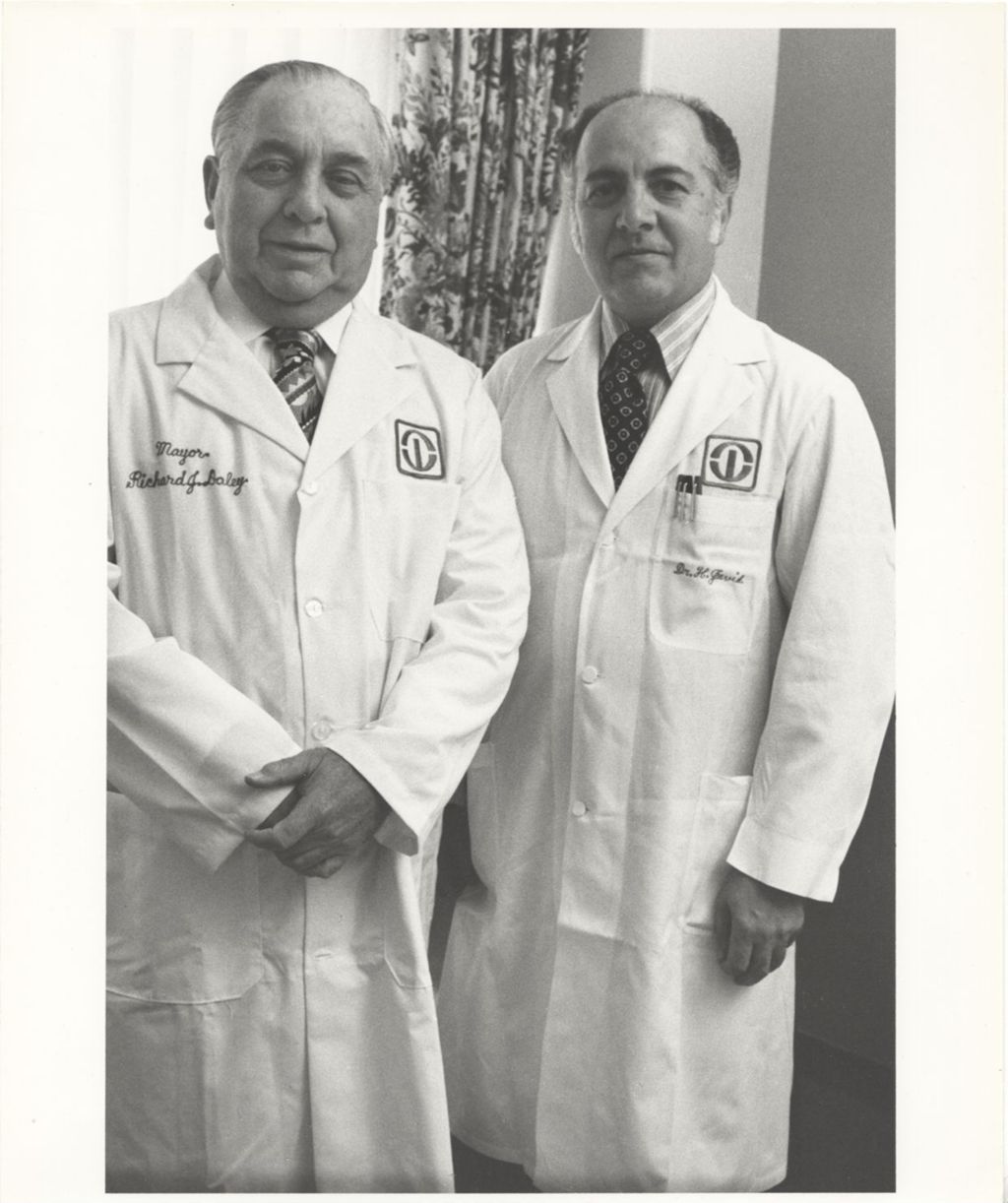 Miniature of Richard J. Daley with Doctor Javid at Rush-Presbyterian-St. Luke's Medical Center