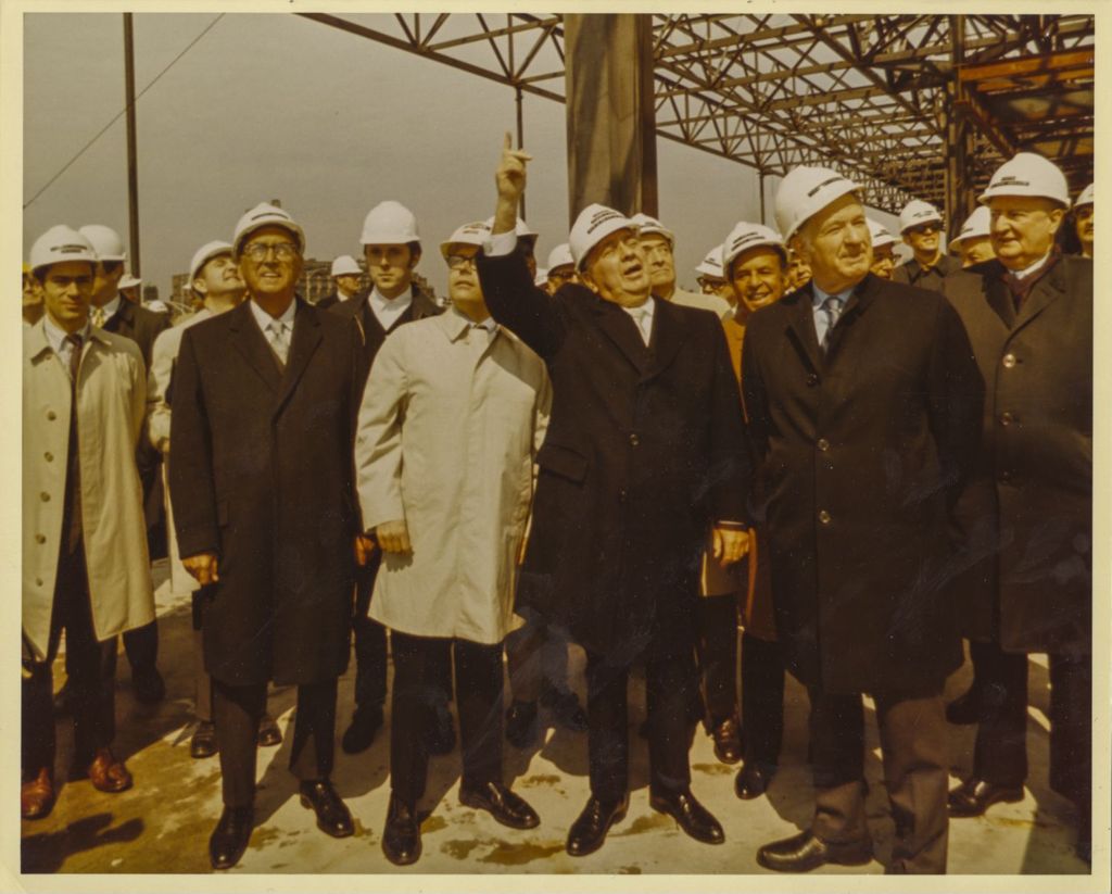 Miniature of Richard J. Daley with others at a construction site