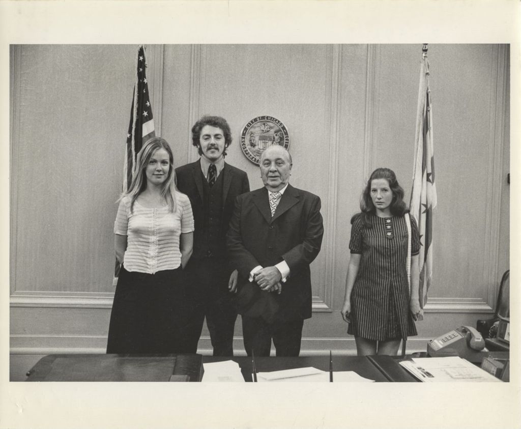 Richard J. Daley with three visitors to his office