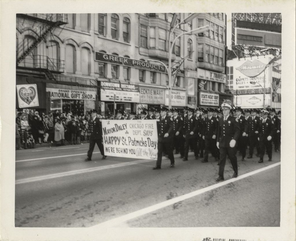 Miniature of St. Patrick's Day Parade, Chicago Fire Department marching