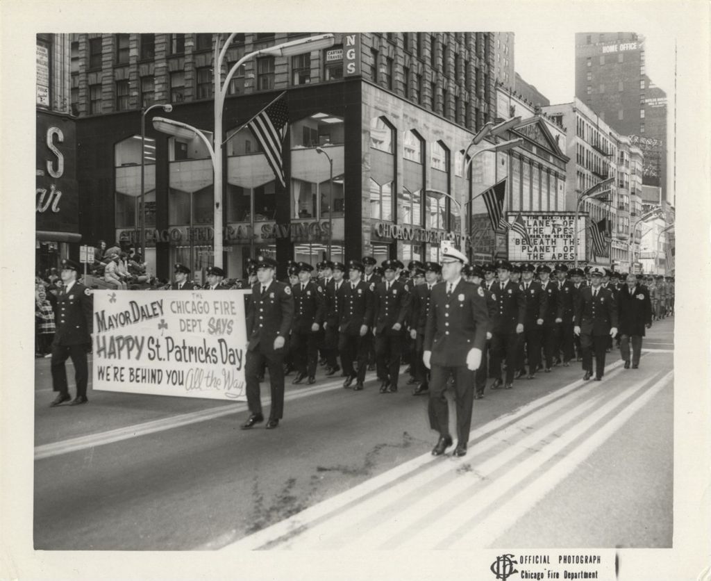 Miniature of St. Patrick's Day Parade, Chicago Fire Department marching