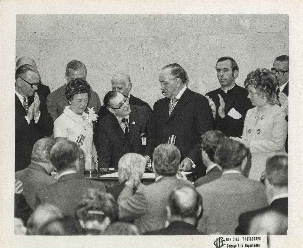 Miniature of Fifth mayoral inauguration, Richard J. Daley with others