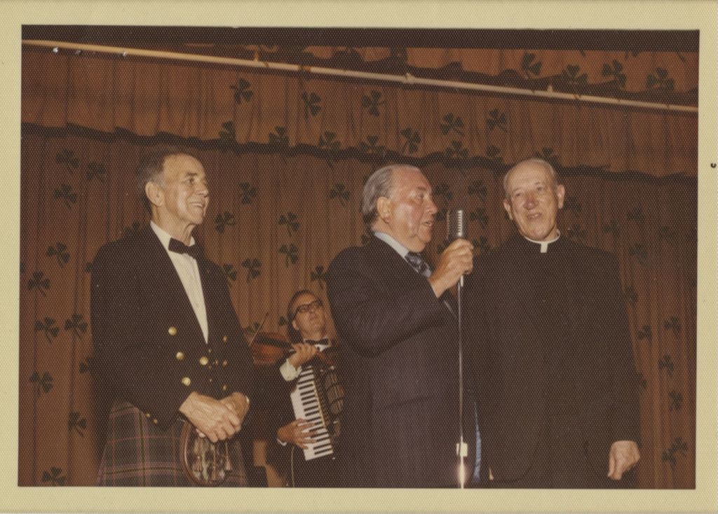 Miniature of Richard J. Daley, Rev. Thomas Byrne, and a Shannon Rover