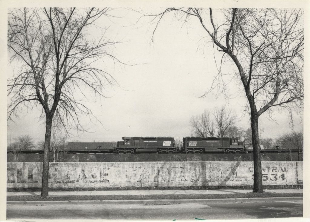 Hermitage Park, wall and railroad embankment