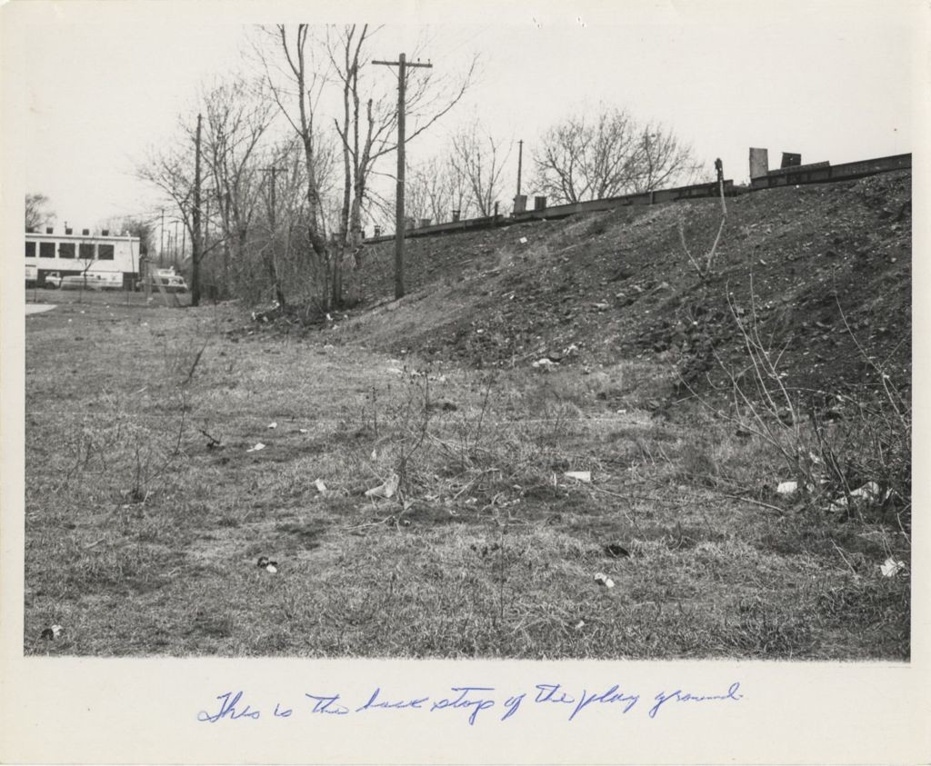 Hermitage Park and railroad embankment