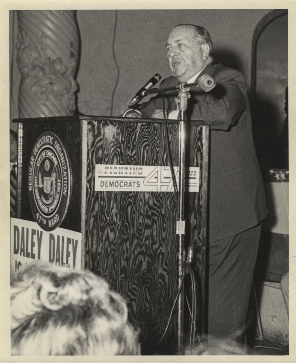 Re-election rally at the Aragon Ballroom, Richard J. Daley speaking