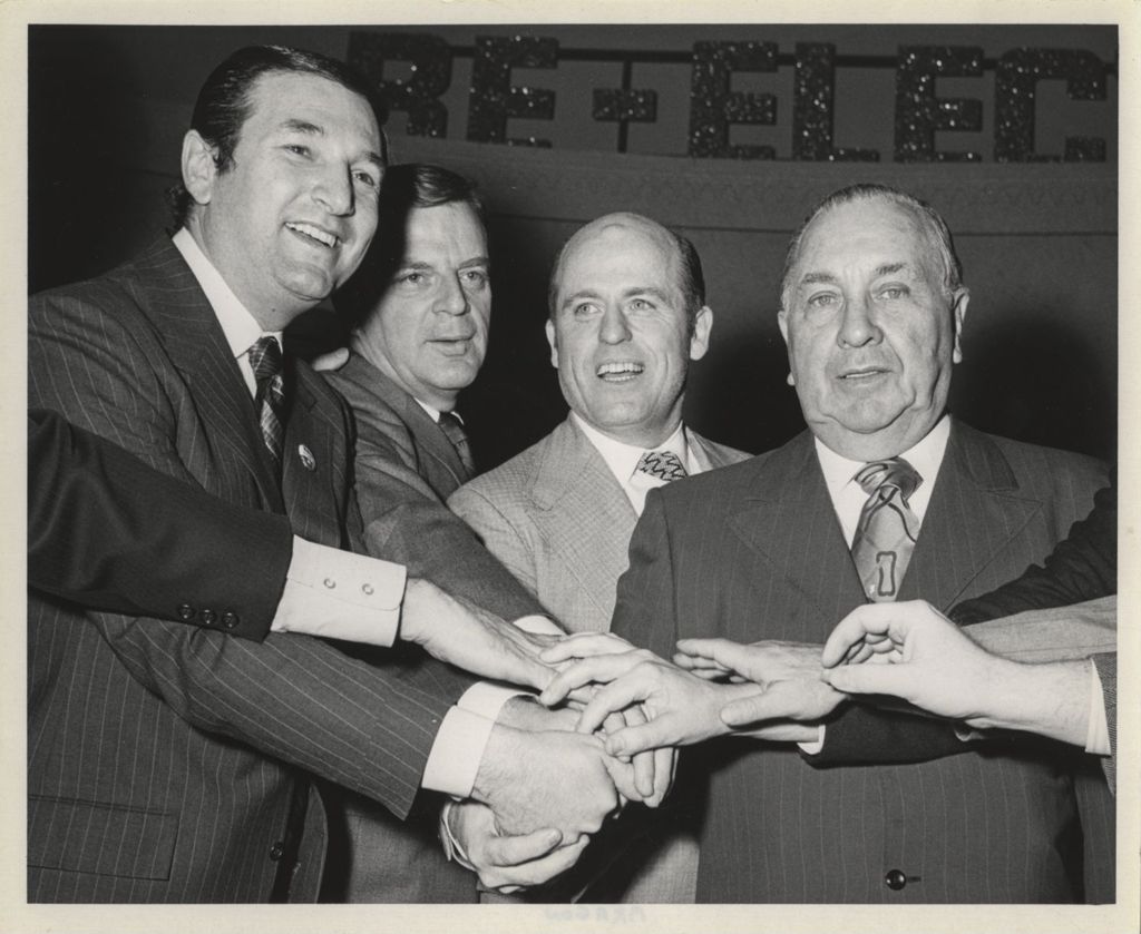Miniature of Richard J. Daley and others at re-election rally at the Aragon Ballroom