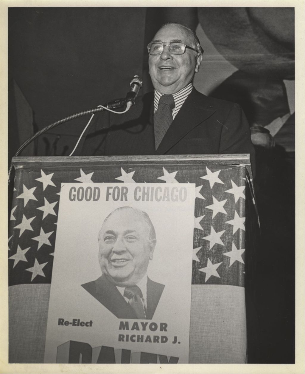 Miniature of Richard J. Daley speaking at re-election rally