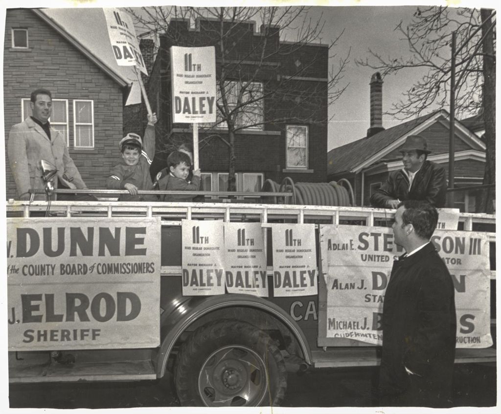 Miniature of Campaign signs for Dunne, Elrod, Daley, Stevenson, Dixon, and Bakalis