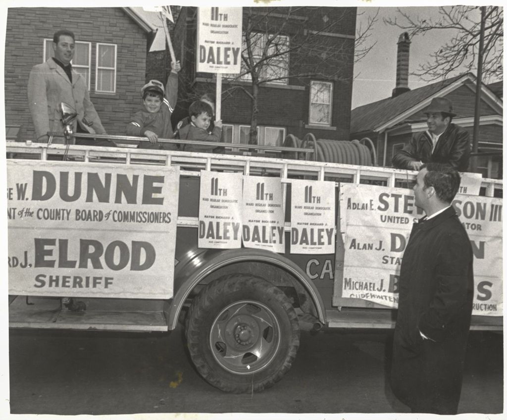 Miniature of Campaign signs for Dunne, Elrod, Daley, Stevenson, Dixon, and Bakalis