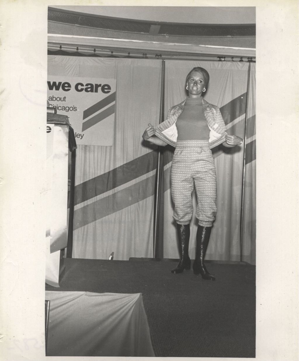 Modeling an outfit at a "We Care" event