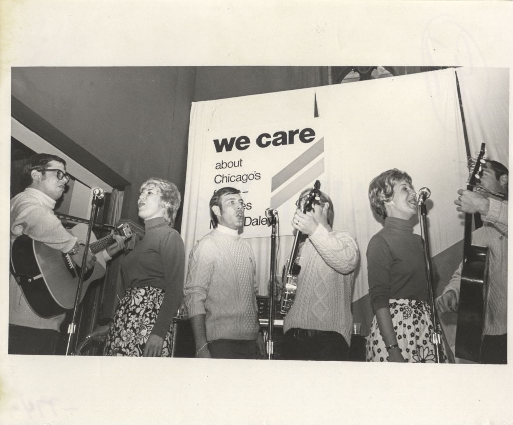 Group of entertainers at a "We Care" event