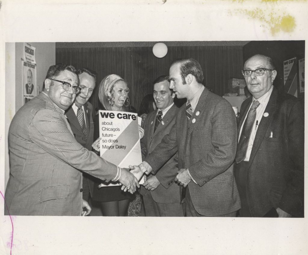 Michael Daley and Richard M. Daley at a "We Care" event