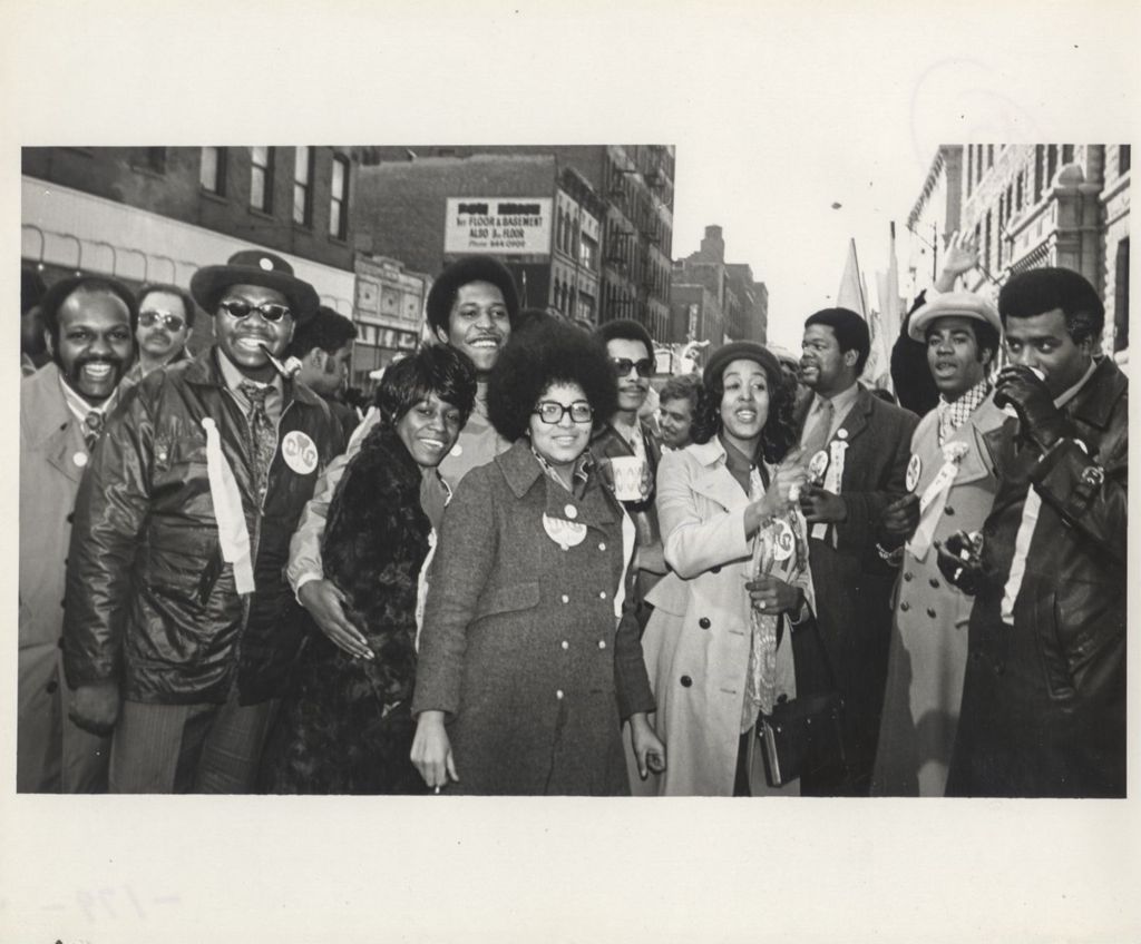 Group of African Americans wearing Daley '71 campaign buttons
