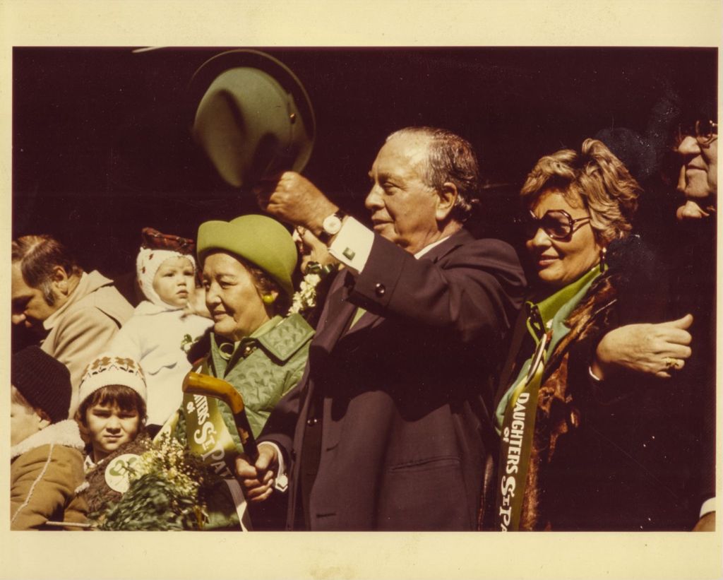 Richard J. Daley with family at St. Patrick's Day parade
