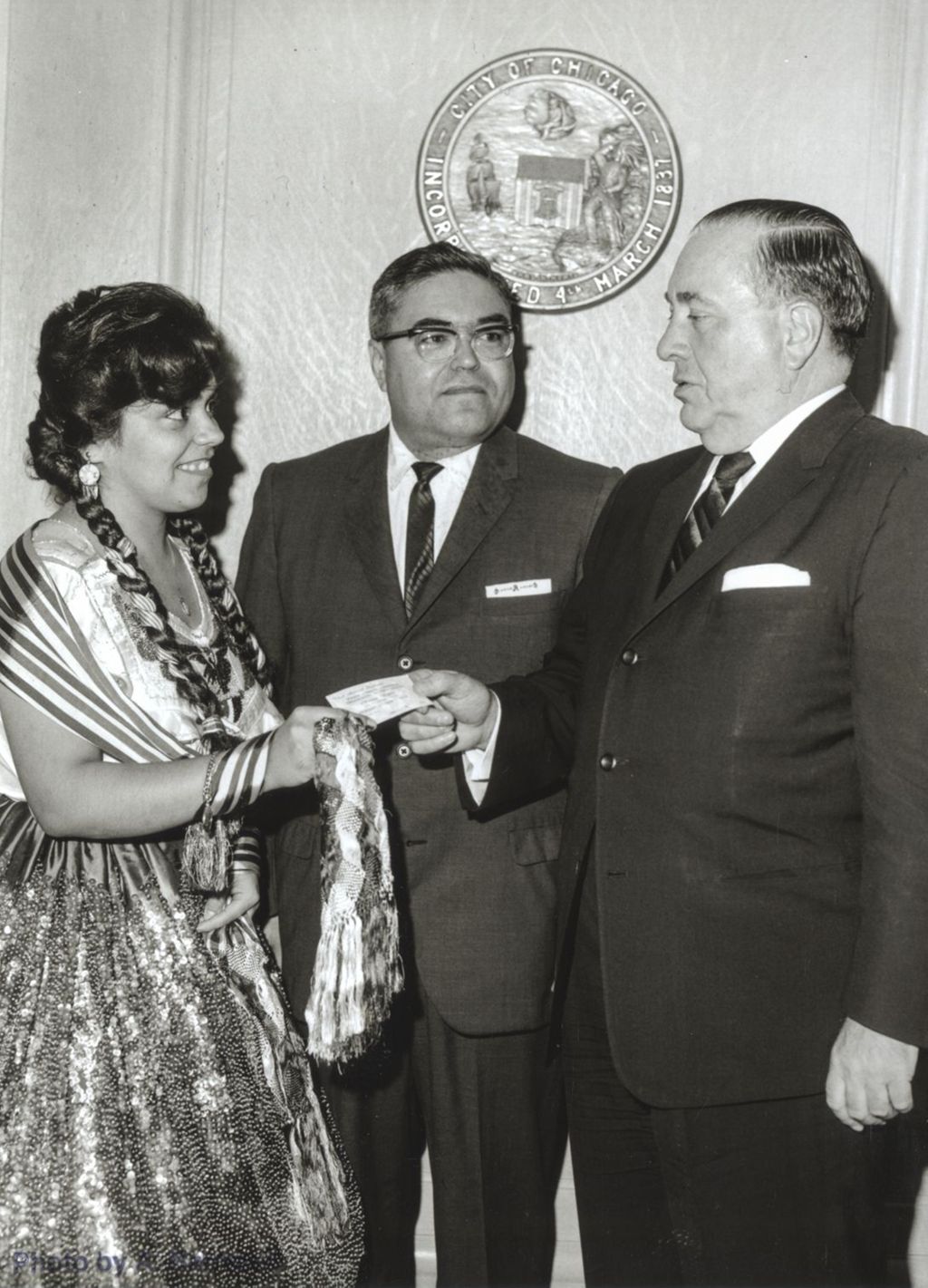 Richard J. Daley with woman in Hispanic dress
