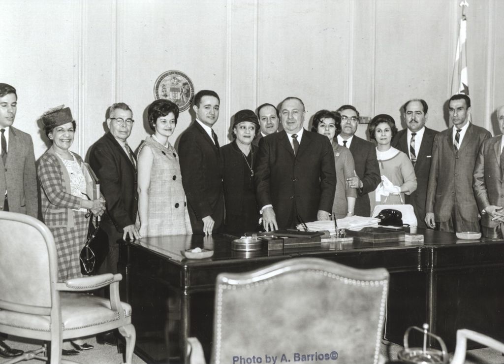 Richard J. Daley with a large group in his office
