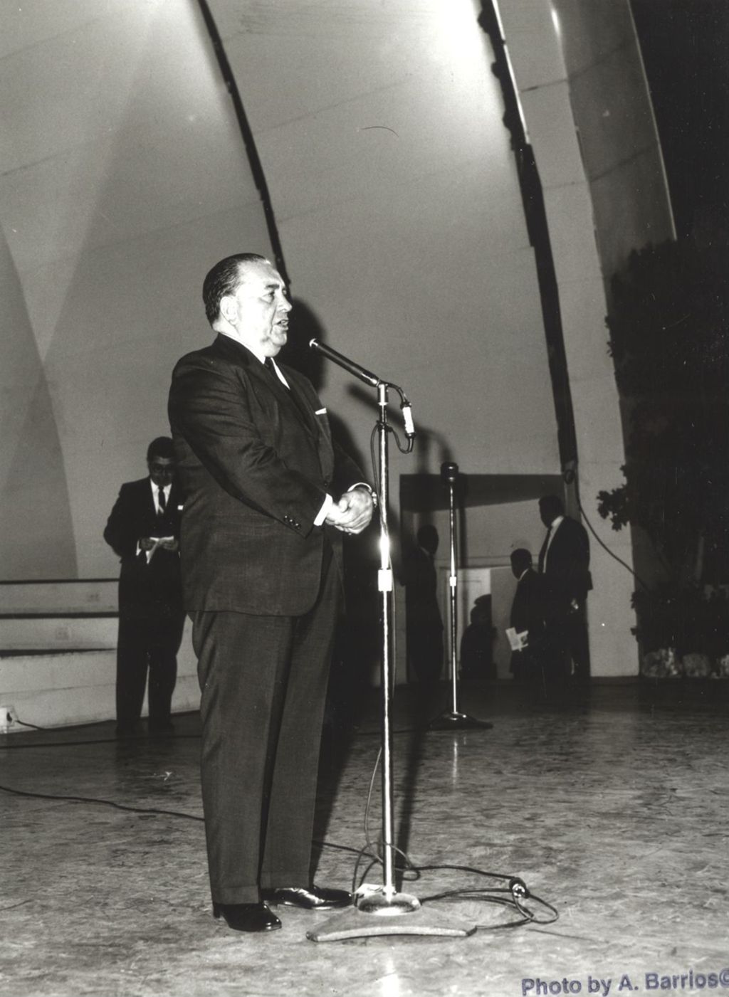 Miniature of Richard J. Daley speaking at the Grant Park bandshell