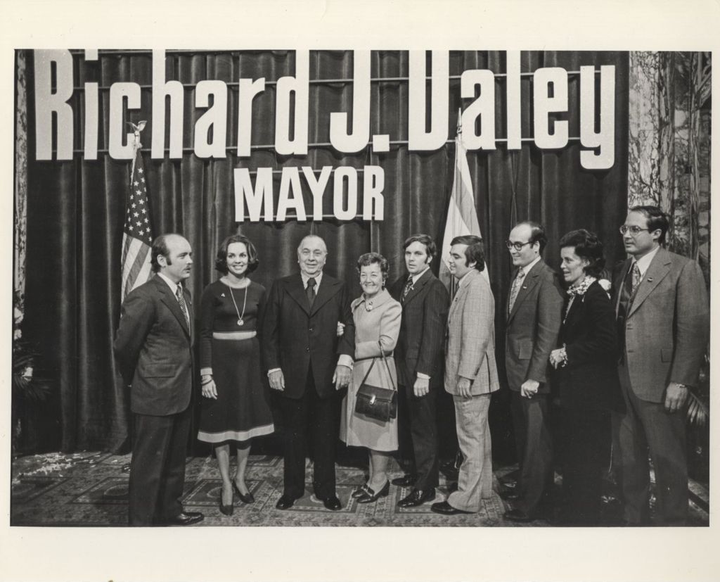 Richard J. Daley with family members at the Bismarck Hotel