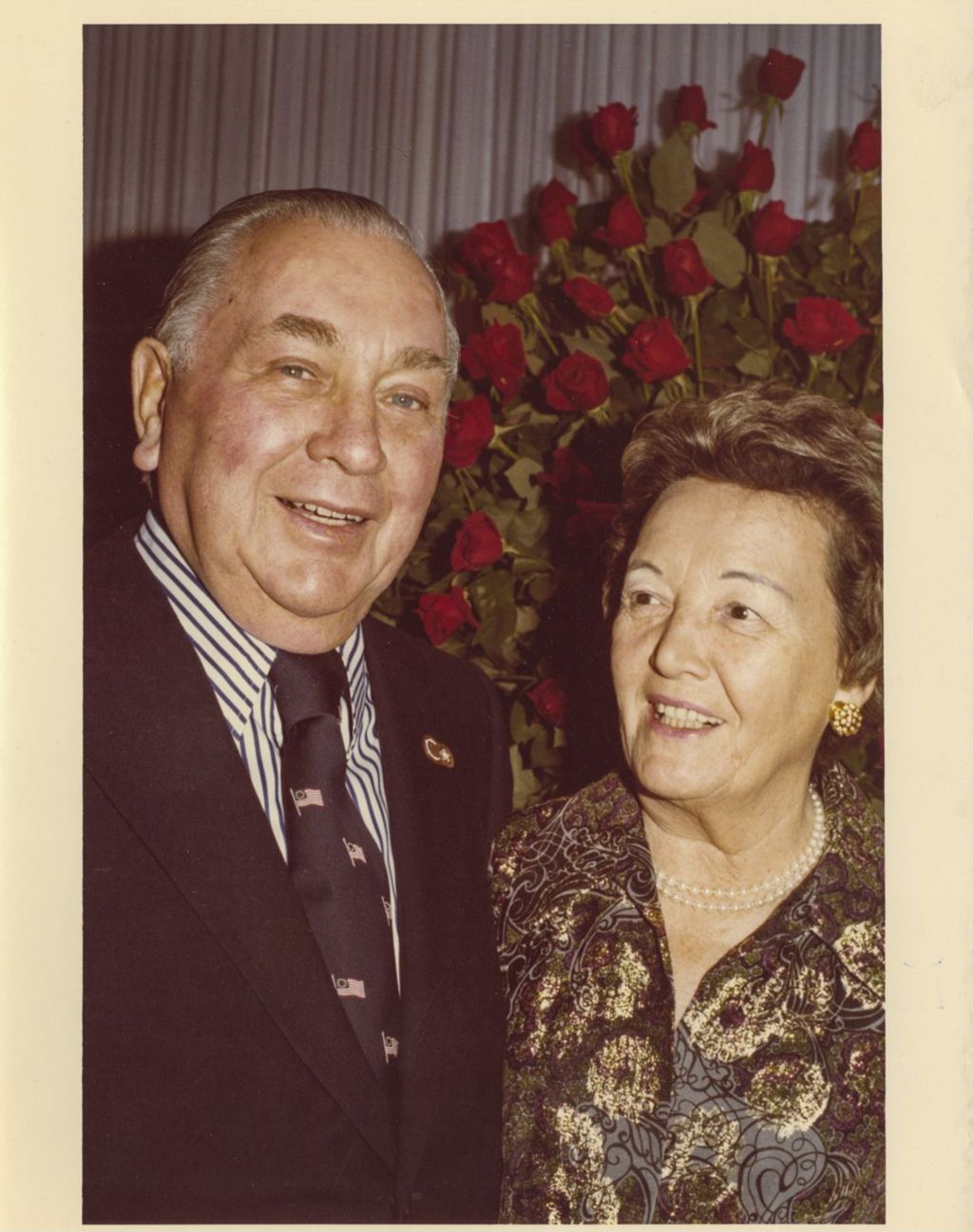 Miniature of Richard J. and Eleanor Daley In front of a bouquet of red roses