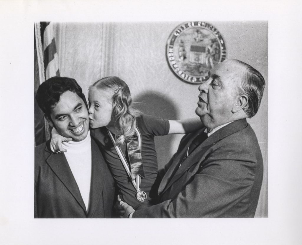 Miniature of Richard J. Daley with a young Special Olympics participant