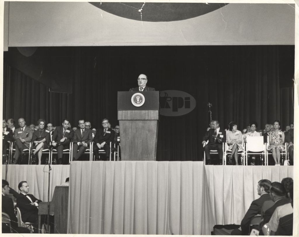 Richard J. Daley speaking at a Presidential event
