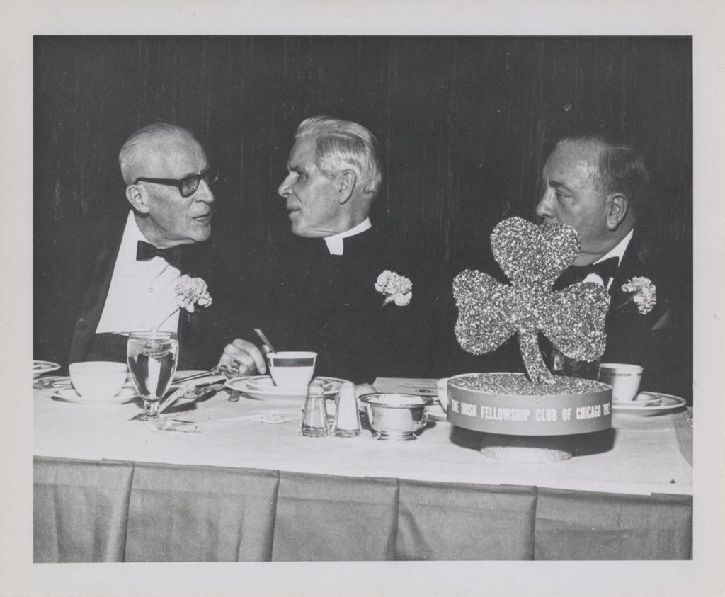 Miniature of Irish Fellowship Club of Chicago 68th Annual Banquet, Richard J. Daley, Bishop Fulton J. Sheen and a man