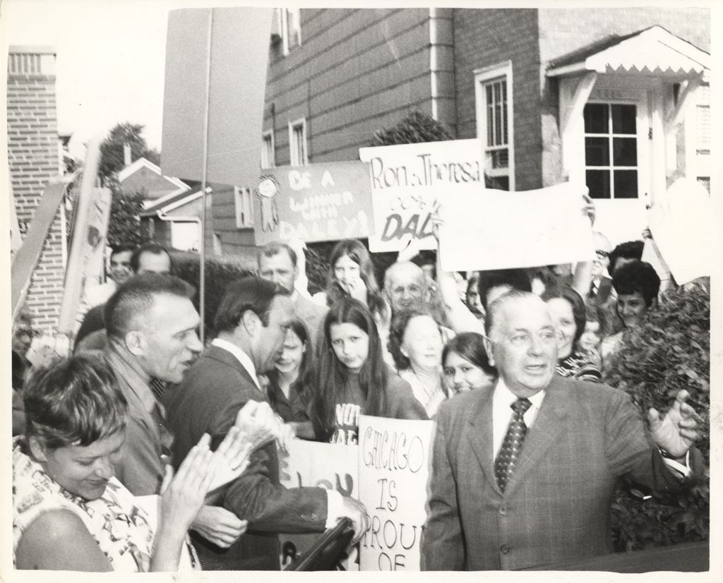 Richard J. Daley with supporters outside his home (lighter copy)