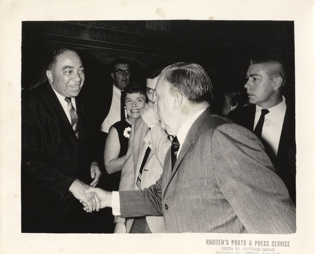 Richard J. Daley shaking hands at Democratic National Convention