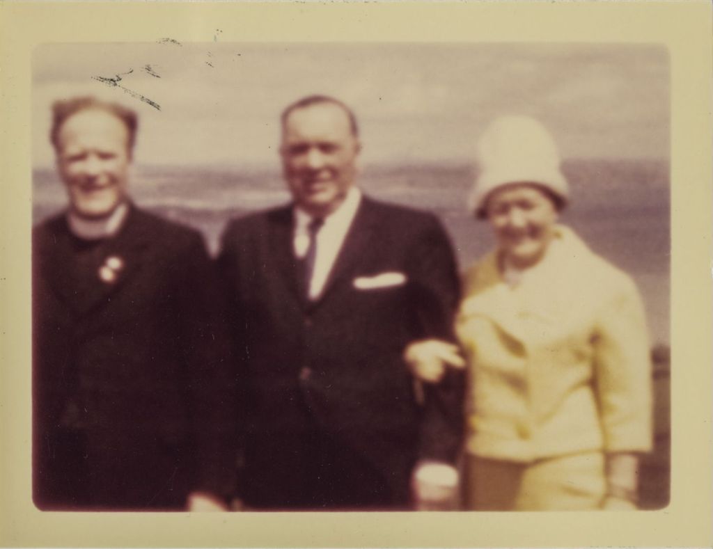 Miniature of Trip to Ireland, Richard J. and Eleanor Daley with a priest