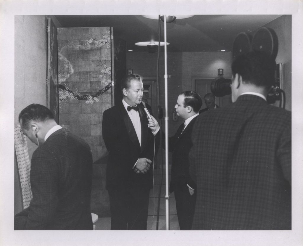 Miniature of Irish Fellowship Club of Chicago 66th Annual Banquet, man interviewed by a reporter
