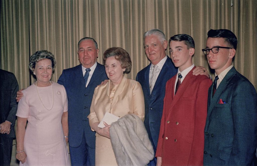 Fourth mayoral inauguration reception, Eleanor and Richard J. Daley with attendees