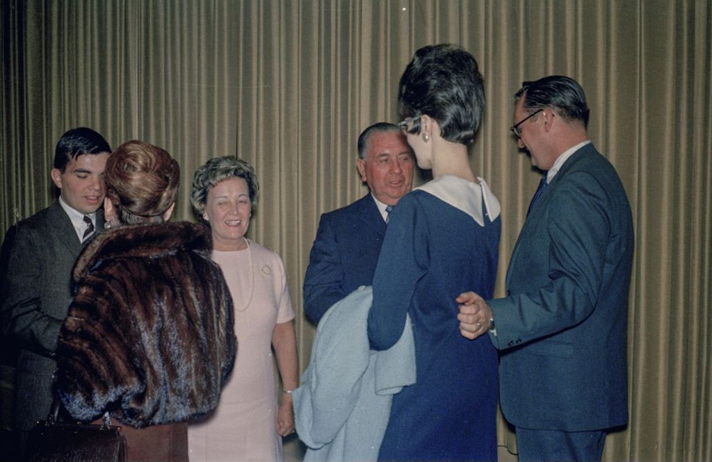 Miniature of Fourth mayoral inauguration reception, Richard J., Eleanor and John Daley greet attendees