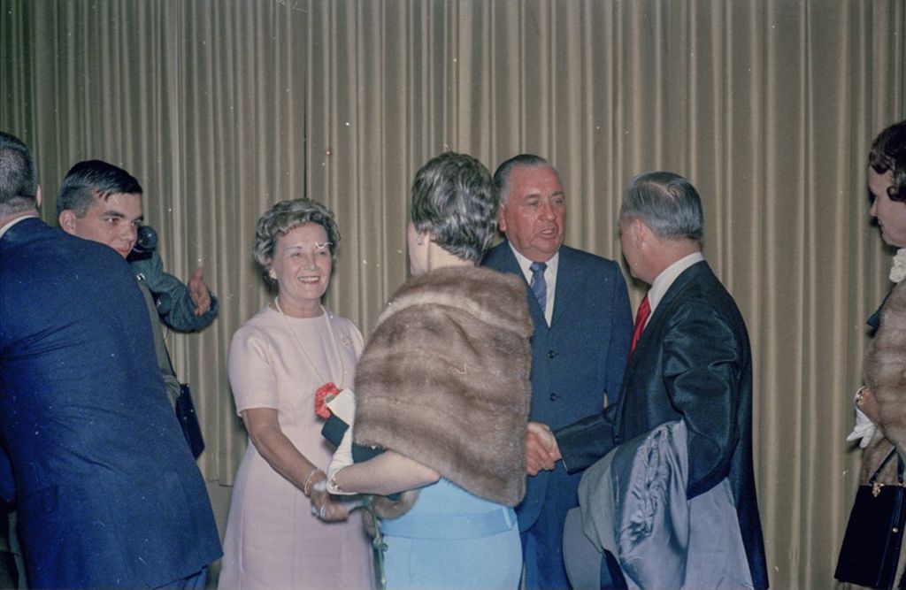 Miniature of Fourth mayoral inauguration reception, Richard J. and Eleanor Daley greet attendees