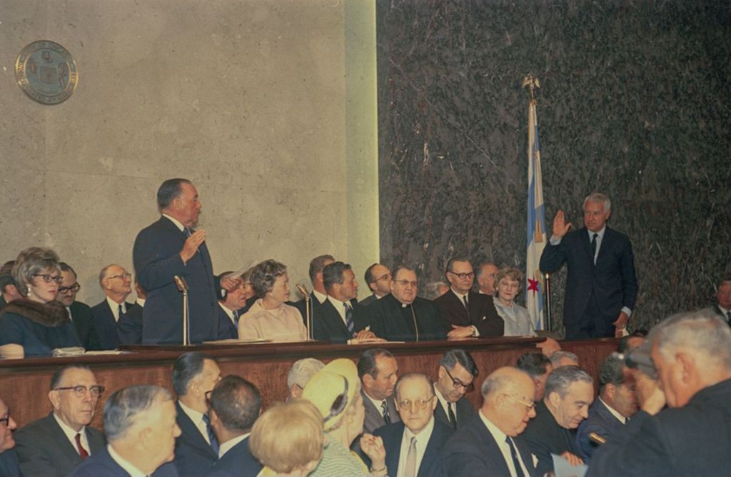Miniature of Fourth mayoral inauguration, Richard J. Daley swears in Marshall Korshak