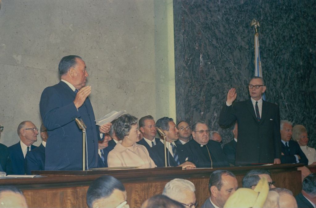 Miniature of Fourth mayoral inauguration, Richard J. Daley swears in John Marcin