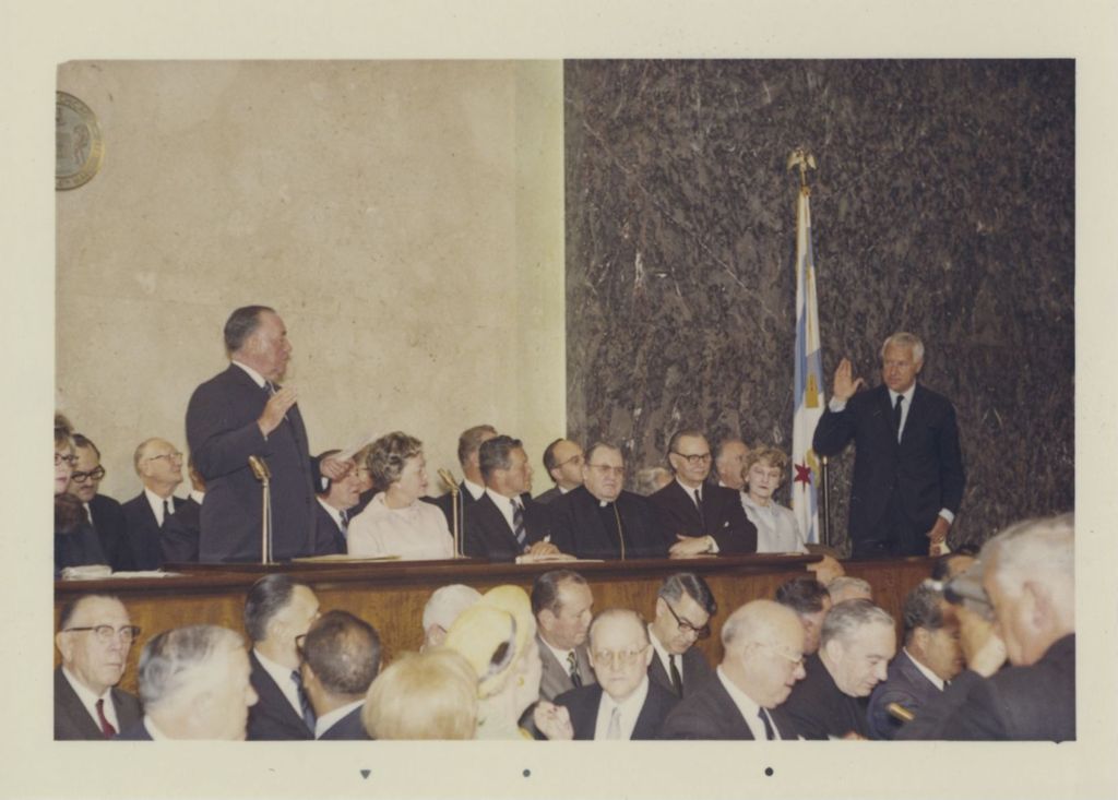Miniature of Fourth mayoral inauguration, Marshall Korshak takes oath of office
