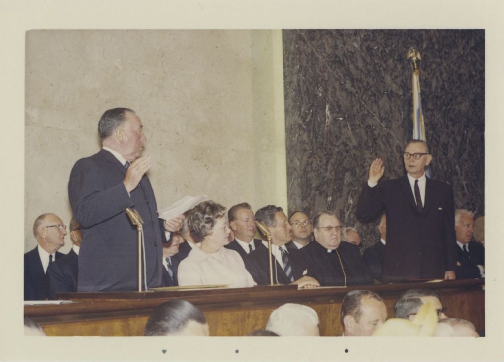 Miniature of Fourth mayoral inauguration, Richard J. Daley swears in John Marcin