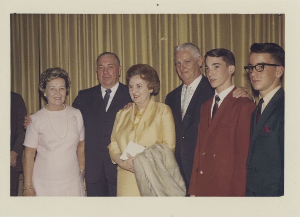 Fourth mayoral inauguration reception, Eleanor and Richard J. Daley with guests